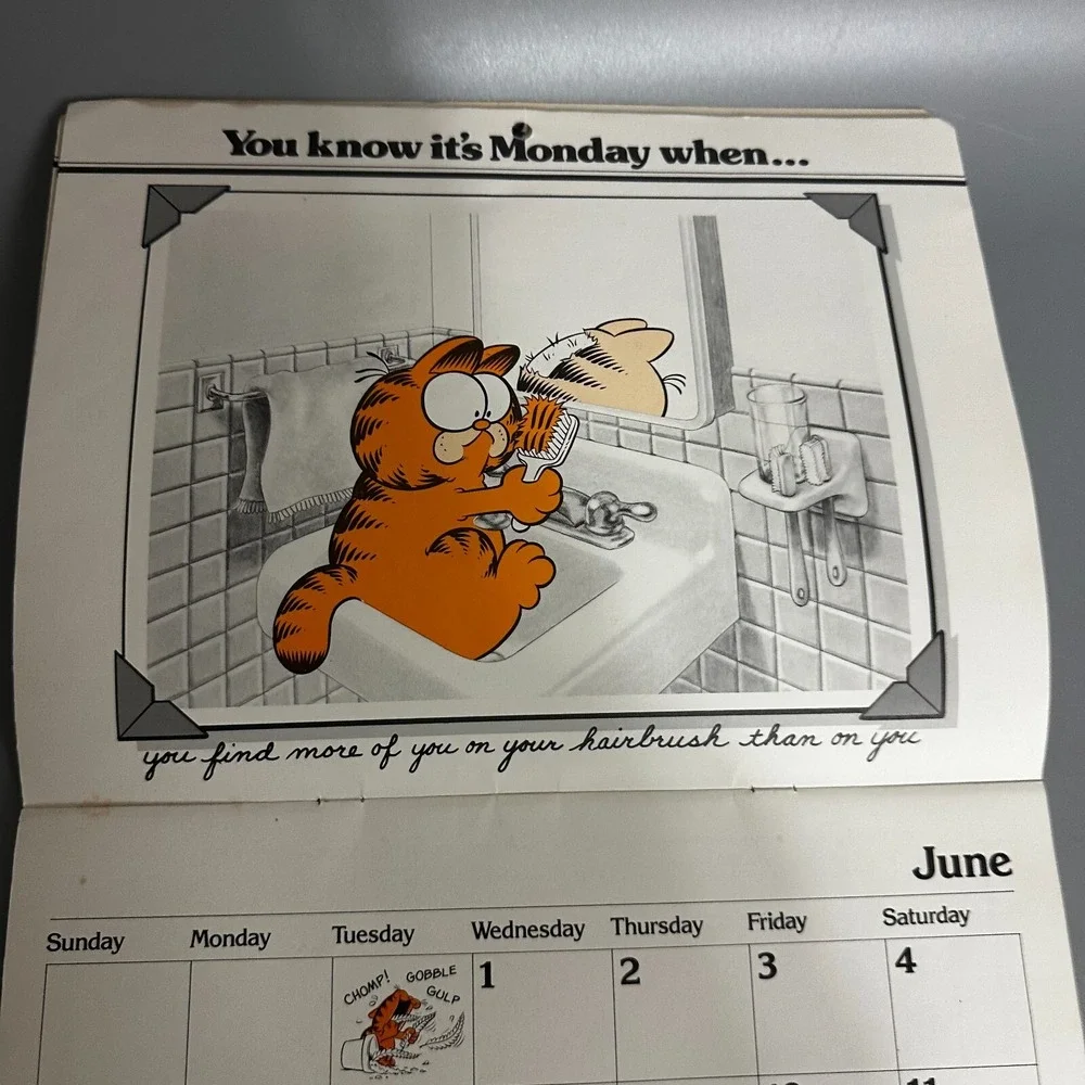 Vintage 1983 Garfield Wall Calendar Jim Davis Ballantine Books Monday Theme